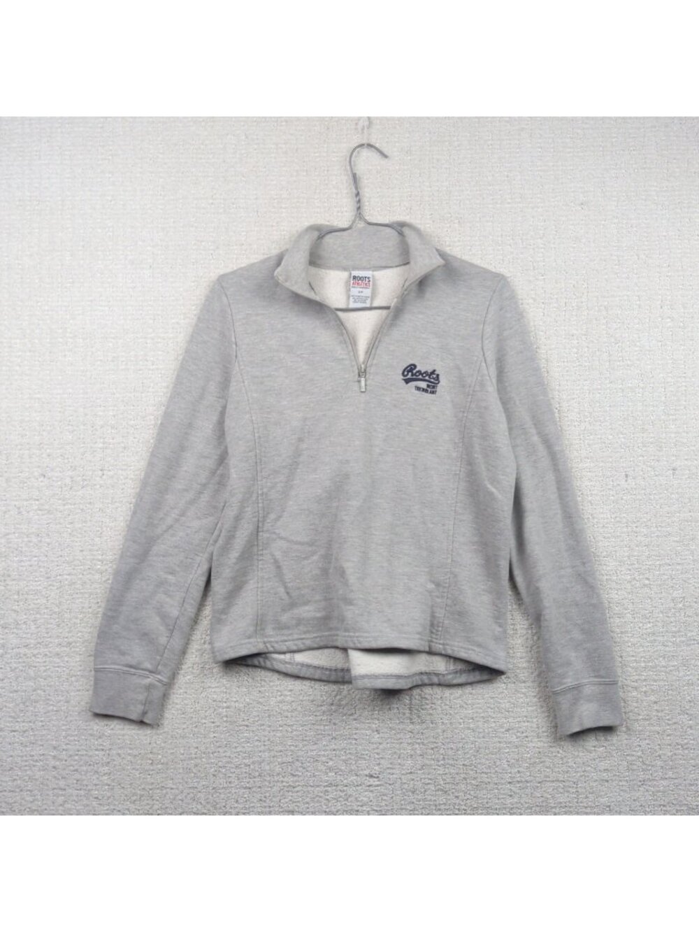 Vintage Roots Canada 1/4 Zip Sweatshirt Wom Sz S Mont Tremblant Beaver Gray